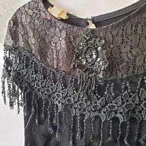 Vintage Black Embellished Bodysuit